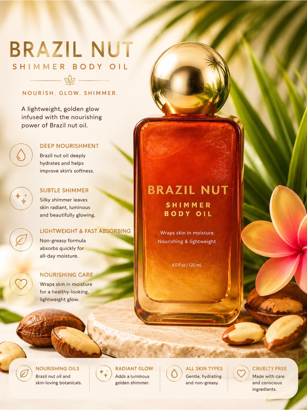 Brazil Nut Shimmer Body Oil – 120 mL / 4 fl oz